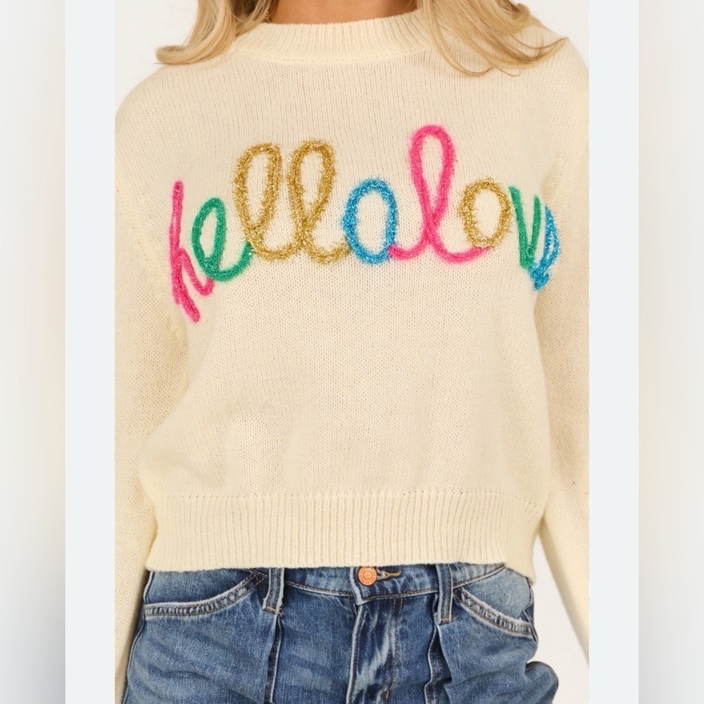 NWT BIBI Wool Blend Short Sleeve Sweater Size XL. Hello Love. Style # IP6625G17.